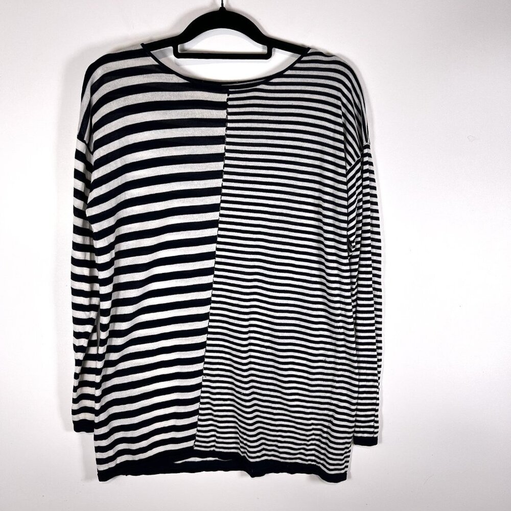 ALEXANDER WANG Size L Long Sleeve‎ Navy Striped Knit Lightweight Sweater Top
